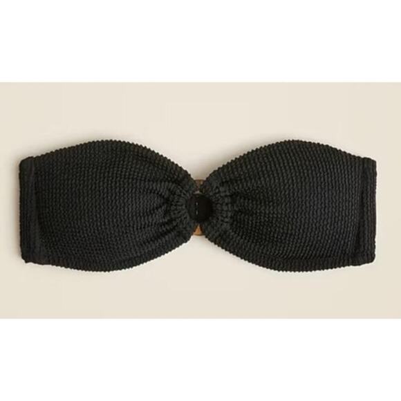 NWT J.Crew Black Scrunchie Heritage Bikini Top O Ring Bandeau Women's 2X Sexy - Picture 2 of 12